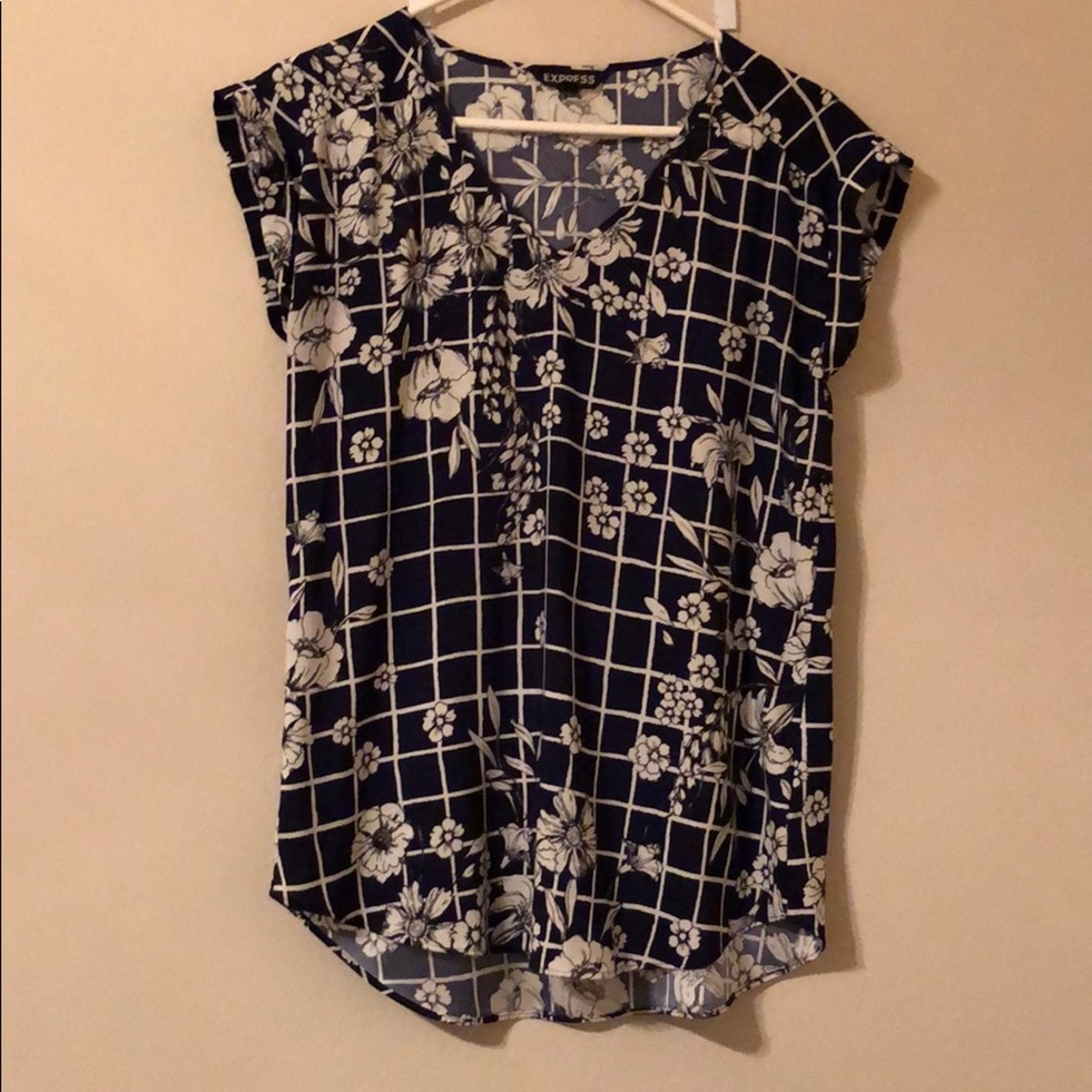 Express navy blue floral top